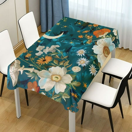

ALAZA Abstract Flowers Mushrooms Stars Rectangle Tablecloth Tablecover Dinning Table Cloth 60 x108