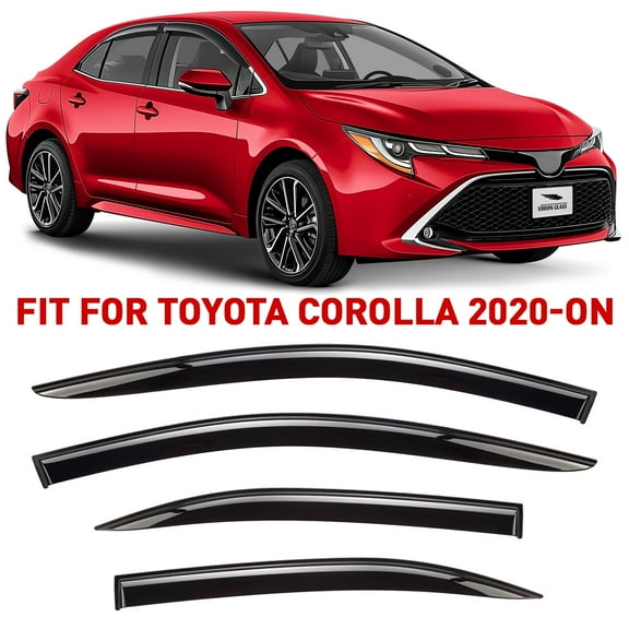 Voron Glass Tape-on Extra Durable Rain Guards for Toyota Corolla 2020-2026 Sedan, Window Deflectors, Vent Window Visors, 4 Pieces - 100791