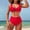 Red, variant on Top-kevin High Waisted Bikini Sets for Women Swim Suits 2025 Tummy Control Ruched Bikini Two Piece Bathing Suit Swimwear