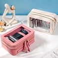 thumbnail image 4 of Transparent Women's Toiletry Bag Business Travel Waterproof Storage Large Capacity Handheld PU Double Layer Cosmetic Bag, 4 of 6