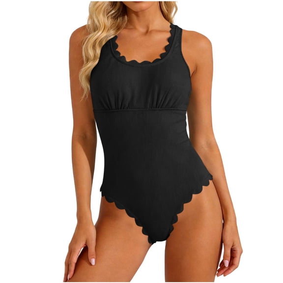 JSGEK Womens Swimsuit Set Halter Neck Design Lace Up Back High Waist Silhouette Tummy Control Quick Dry Fabric for Beach Vacations Black M