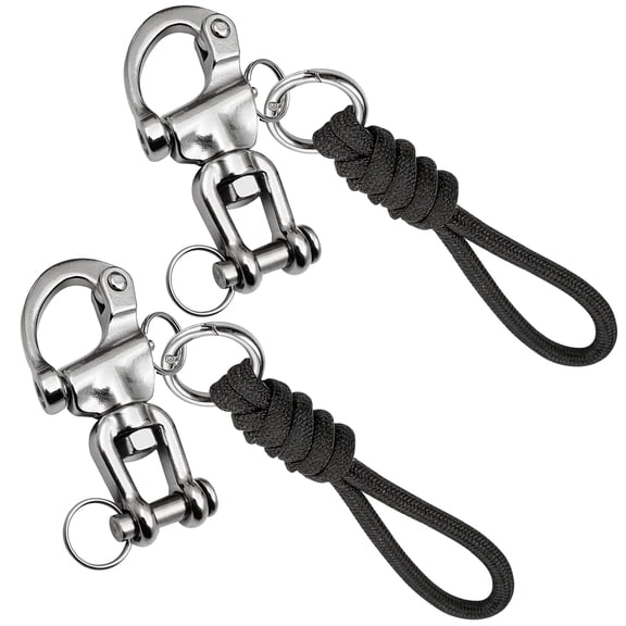 Sadocom Stainless Steel Quick Release Shackle for Sailing Halyard, Marine Grade Swivel Snap Hook 2 Count