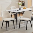 thumbnail image 1 of Modern Dining Chair Set of 2, Linen Upholstered Kitchen Beige Chair with Curved Back, Sold Wood Legs, Accent Chair for Kitchen, Dining Room, Living Room, Beige, 1 of 7