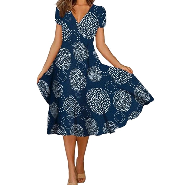 Women's Loose Fit Floral Printed Boho Casual Summer Swing Dress main image 1
