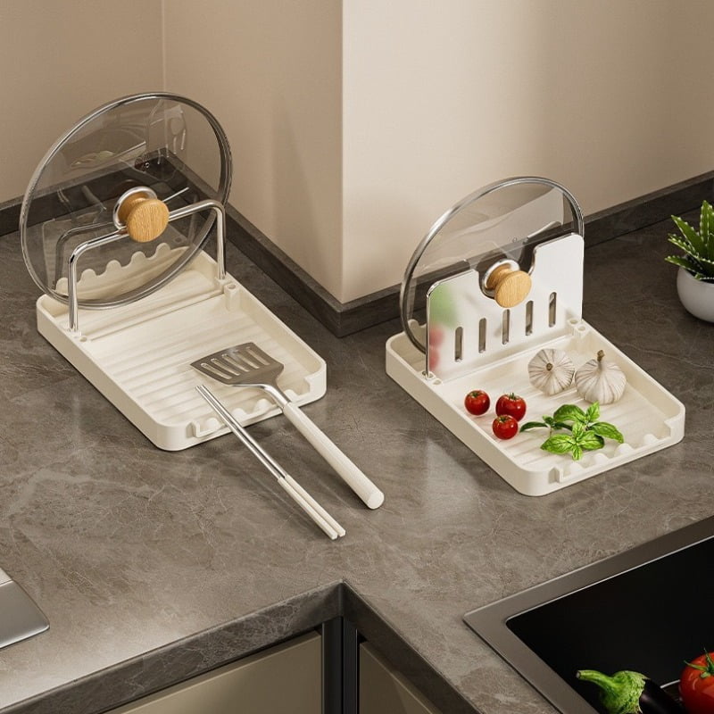 Multifunctional Pot Lid Organizer - Countertop Kitchen Utensil Holder for Lids, Spatulas & Utensils