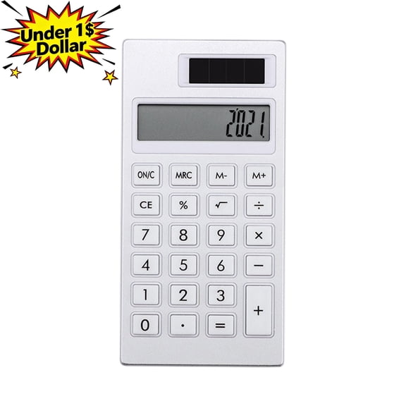 Under 1$ Dollar Solar Powered Mini Calculator, 12‑Digit Portable Pocket Calculator, Responsive Rubber Keys, Compact Handheld Calculator for Office, Business & Daily Calculations