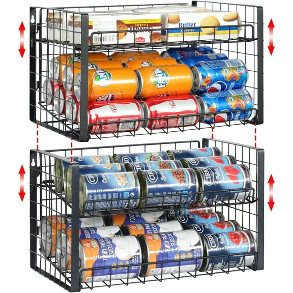 Stackable Can Rack Organizer,x-Cosrack Can Storage Dispenser for 72 Cans,4-Tier Soda Can Organizer for Pantry Kitchen Cabinet