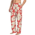thumbnail image 2 of Balery Men'S Beige Flowers Pants,Sleepwear Pants,Pajama Pants,Pj Bottoms Drawstring And Pockets-Small, 2 of 9