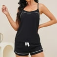 thumbnail image 2 of Feancey Cotton Two Piece Pajama Sets for Women Summer Sleeveless Cami Top with Shorts Matching Set Soft Cute Lounge Pjs Set Solid Sleepwear Two Piece Black L, 2 of 10
