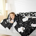 thumbnail image 4 of Manfei Black White Bow Ghost Queen Comforter Set, Cartoon Stars Print Bedding Comforter Set, Teens Boys Girls Kids Reversible Bedding Set, Luxury Bedroom Decor, 3 Pieces, 4 of 8