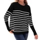 thumbnail image 3 of Suéter de Otoño 2025 para Mujer, Jersey de Punto Acanalado de Larga, Holgado, Cuello Redondo, Murciélago, Suéter Dividido. y Negro M, 3 of 9