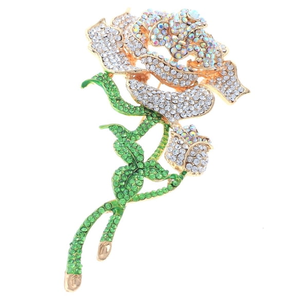 Large Crystal Flower Brooch