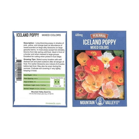 Poppy Flower Seeds - Iceland Finest Mix - 400 Seed Packet - Annual Poppies Garden - Mixed Colors - Wildflower Flower (Best Poppy Seeds To Get High)