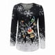 thumbnail image 4 of Pntutb Blusa de Navidad de manga larga con cuello en V y estampado de copos de nieve informal para mujer Pntutb Pntutb-6260, 4 of 5