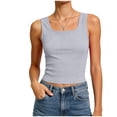 thumbnail image 6 of vigerkar Women's Scoop Neck Sleeveless Knit Ribbed Fitted Casual Crop Tank Top (Light Gray, L), 6 of 7
