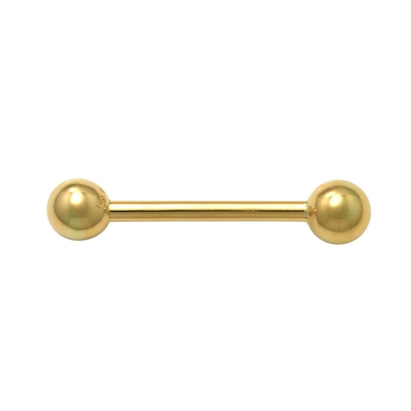 Anygolds 14K Real Solid Gold Industrial Barbell Nipple Ring Piercing Jewelry