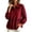 Red, variant on Women's Casual Lantern Sleeve Blouse Long Sleeve Tops V Neck Lapel Ruffle Hem Babydoll Shirts
