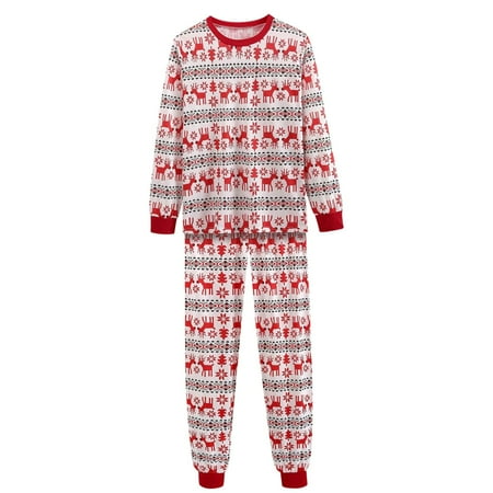 

KEJIG Stylish Christmas Men Dad Printed Blouse Tops+Pants Family Matching Pajamas Set