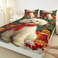 thumbnail image 3 of Manfei 3D Christmas Dog Twin Sheet Sets, Cute Pug Animal Twin Fitted Sheet, Winter Xmas Tree Gifts Flat Sheet, Breathable Home Decor, 3-Piece, 3 of 7