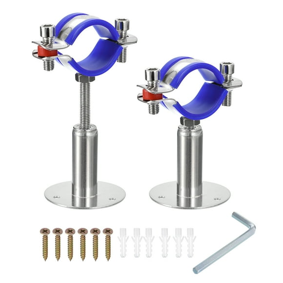 Unique Bargains 2Pack Pipe Supports Adjustable Pipe Bracket Clamp Pipe Strap Fit for 38-40mm Pipe