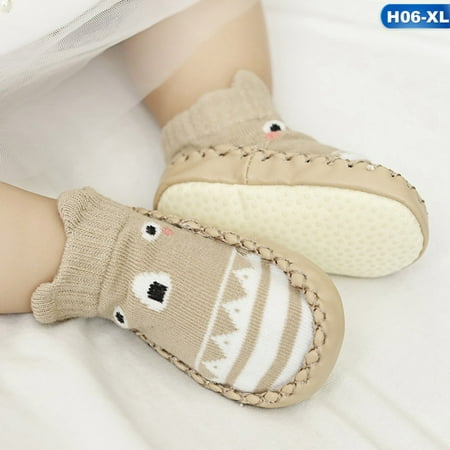 SHOPFIVE 0-18 Month Baby Toddler Cartoon Cotton Non-Slip Floor Sock Leather Sock Prevent Cold Floor Warm Baby Feet Children