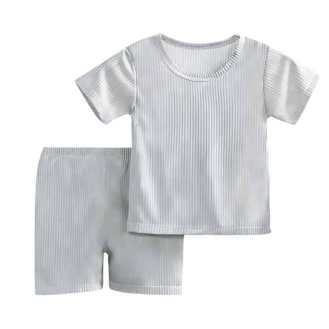 fatyb Garçons Filles Été Ensembles 2 Pcs T-Shirts à Manches Courtes Col Rond Shorts Ensembles de Shorts Décontractés pour Enfants