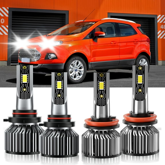 VEHIFOMO 4X LED Headlight Bulbs High & Low Beam Kit 6500K For Ford EcoSport 2018-2020