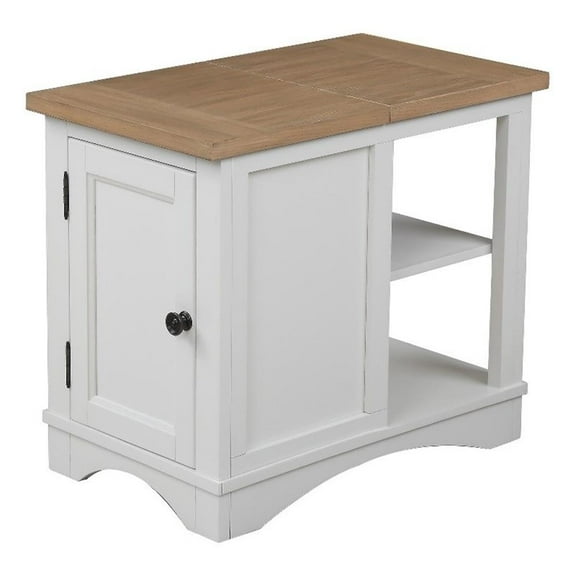 Bowery Hill Traditional Wood Chairside Table in White Finish
