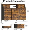 thumbnail image 2 of PUKAMI 72" Long Dresser for Bedroom, 13 Fabric Drawers Dresser for Closet, Wide Chest of Drawers with 2 Open Shelves, Large TV Stand for 70,80 Inch TV, Wood Top, Rustic Brown, 2 of 8