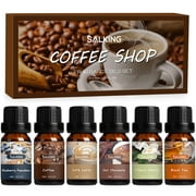 SALKING Coffee Shop Fragrance Oils Set, Premium Essential Oils Set for Diffuser, Scented Oil for Soap & Candle Making - Blueberry Pancakes, Coffee, Caf Latte, Hot Chocolate, French Vanilla, Black