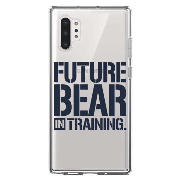 DistinctInk Clear Shockproof Hybrid Case for Galaxy Note 10 PLUS (6.8" Screen) - TPU Bumper Acrylic Back Tempered Glass Screen Protector - Future Bear in Training