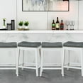 thumbnail image 3 of Patiojoy 4PCS Saddle Bar Stools Backless Nailhead Counter Stool with Grey Cushions White, 3 of 6