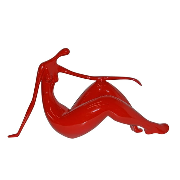 Nifao Modern Art Red Women on the Beach Resin Statue – Modern Home Decor Sculpture, 28"L x 8"W x 16"H