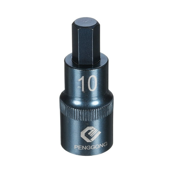 Uxcell 1/2" Drive Impact Hex Bit Socket 10mm Metric 2.2" Length S2 Steel, Blue