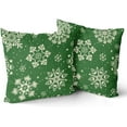 thumbnail image 2 of Green Christmas Pillow Covers 20x20 Set of 2 Xmas Snowflakes Snow Holiday Decoration Print Decorative Outdoor Pillowcases Seasonal Winter Gift Farmhouse Throw Cushion Case Decor for Couch Sofa Bed, 2 of 6