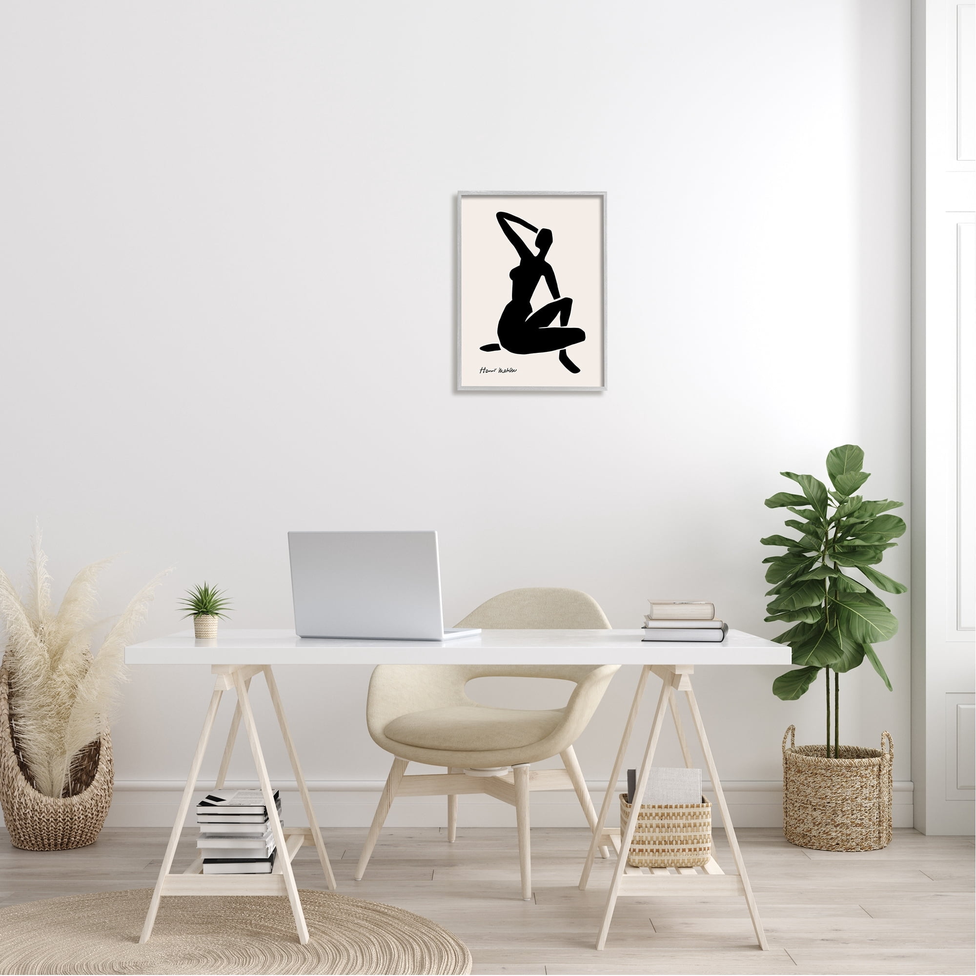 Stupell Industries Historic Matisse Woman Sitting Minimal Silhouette Framed Wall Art, 16 x 20, Design by Ros Ruseva