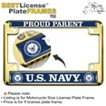 thumbnail image 2 of [Officially Licensed Product] - Motorcycle Domed Custom-Made Personalized Metal License Plate Frame with United States Navy Proud Parent Design - Gold, 2 of 7