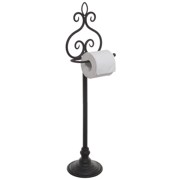 MyGift 31-inch Freestanding Black Metal Toilet Paper Holder Rack