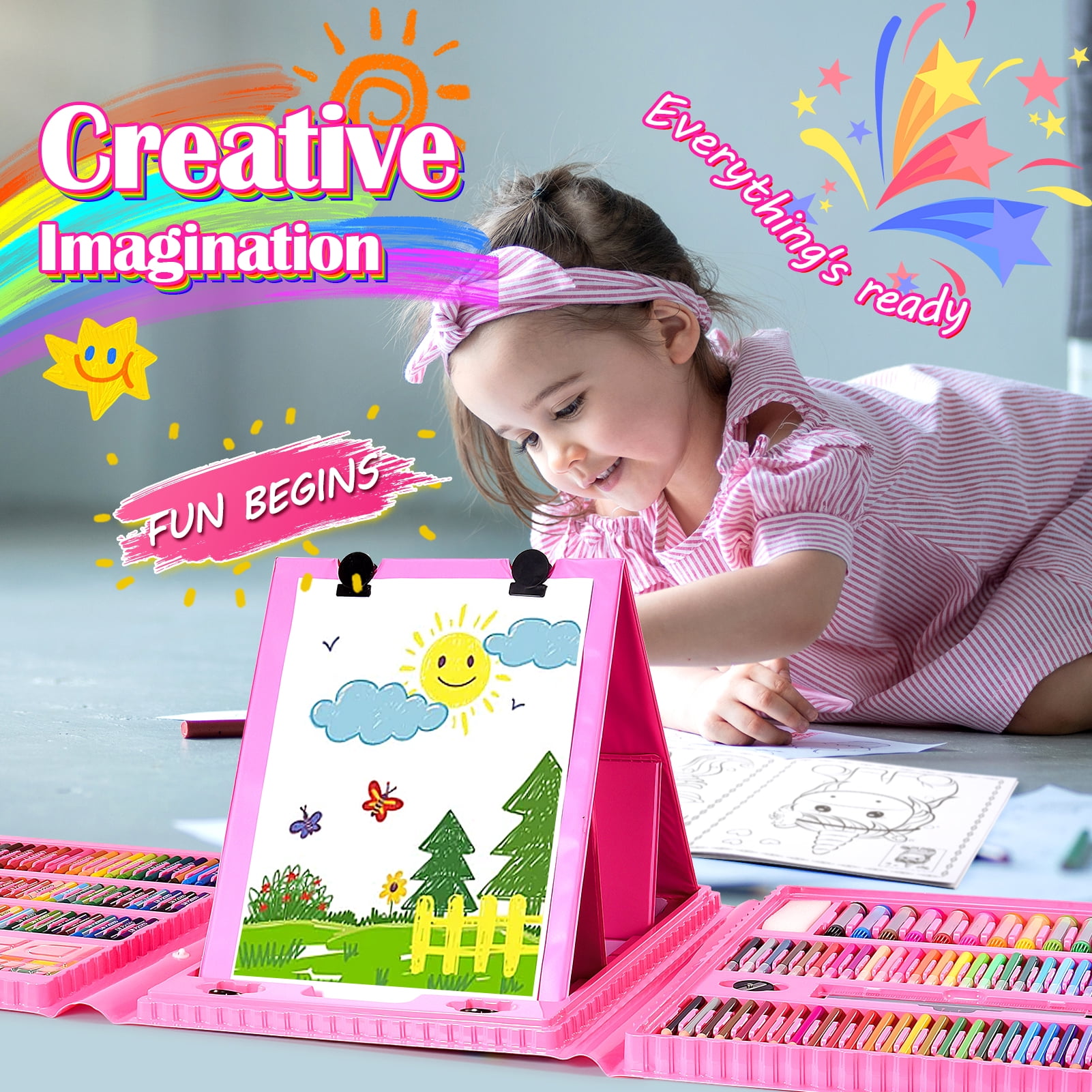 Art Supplies for Kids 6-8, 208 Pcs Drawing Kits for Kids Age 8-12, Colored Pencils Set with Sketch Pads,Oil Pastels,Crayons,Art Kits 3-12 Year Old Boys Girls Gifts