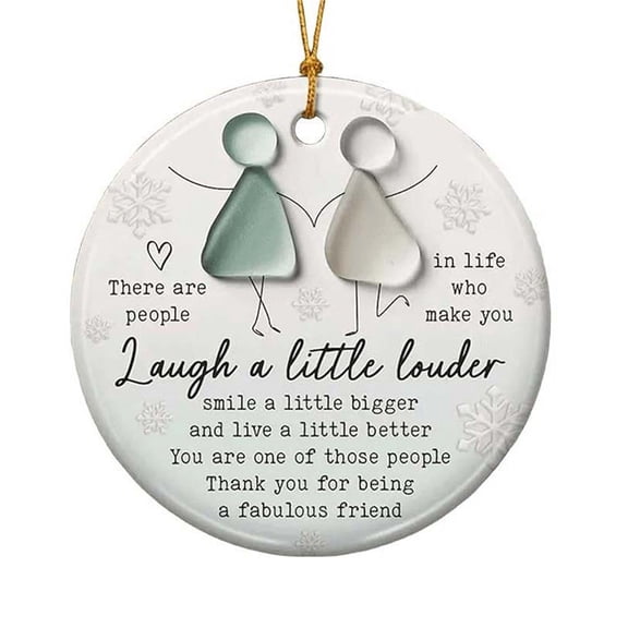Elainilye Sea Glass Friendship Ornament, Inspirational Quote Hanging Ornament for Friend Birthday Gift, Christmas Tree Decor, Women Appreciation Present