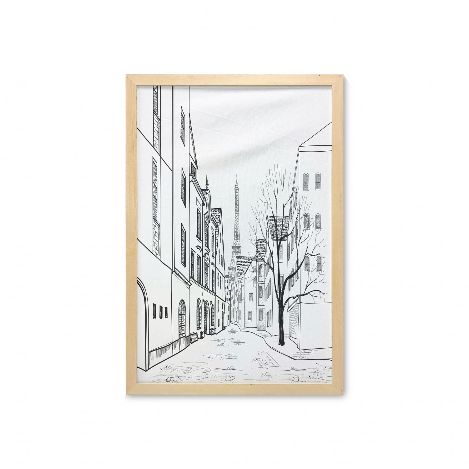 Cityscape Wall Art With Frame Paris Street With Houses Buildings And Tree On Alleyway Eiffel Tower Background Printed Fabric Poster For Bathroom Living Room 23 X 35 Black White By Ambesonne Cityscape Wall Art With Frame Paris Street With Houses Buildings And Tree On Alleyway Eiffel Tower Background Printed Fabric Poster For Bathroom Living Room 23 X 35 Black White By Ambesonne