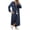Dark Blue, variant on Fall Spring Lady Dress Single-breasted Lapel Loose Long Sleeves Chest Pocket Split Hem Plus Size Dress Solid Color Buttons A-line Daily Wear Maxi Dress