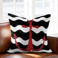 thumbnail image 2 of Red Nautical Throw Pillow Cover Anchor Navy Blue Wavy Stripes Cotton Linen Cushion Cover Throw Pillow Case with Invisible Zipper for Couch Sofa Bed Chair Car 26x26 Inch, 2 of 9