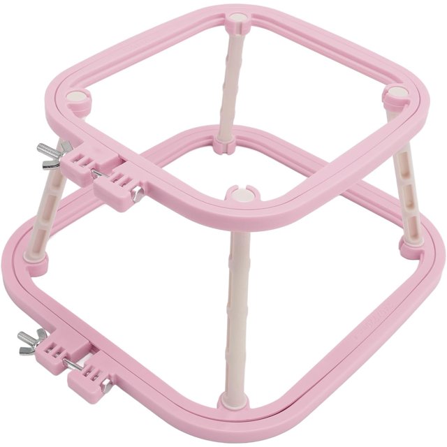 HUGFEGWE Embroidery Hoop Frame Stand for Needlework, 6-9in Double Layer Embroidery Frame Stitch Hoop Stand Adjustable Integrated Needlework Holder Tool for Desktop Easy to Install (Light U2537-4902