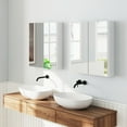 thumbnail image 3 of Giantex Bathroom Mirror Cabinet, 2-Tier Wall Mounted Medicine Cabinet w/ Double Mirrored Doors, Ideal for Living Room, Cloakroom (White), 3 of 8