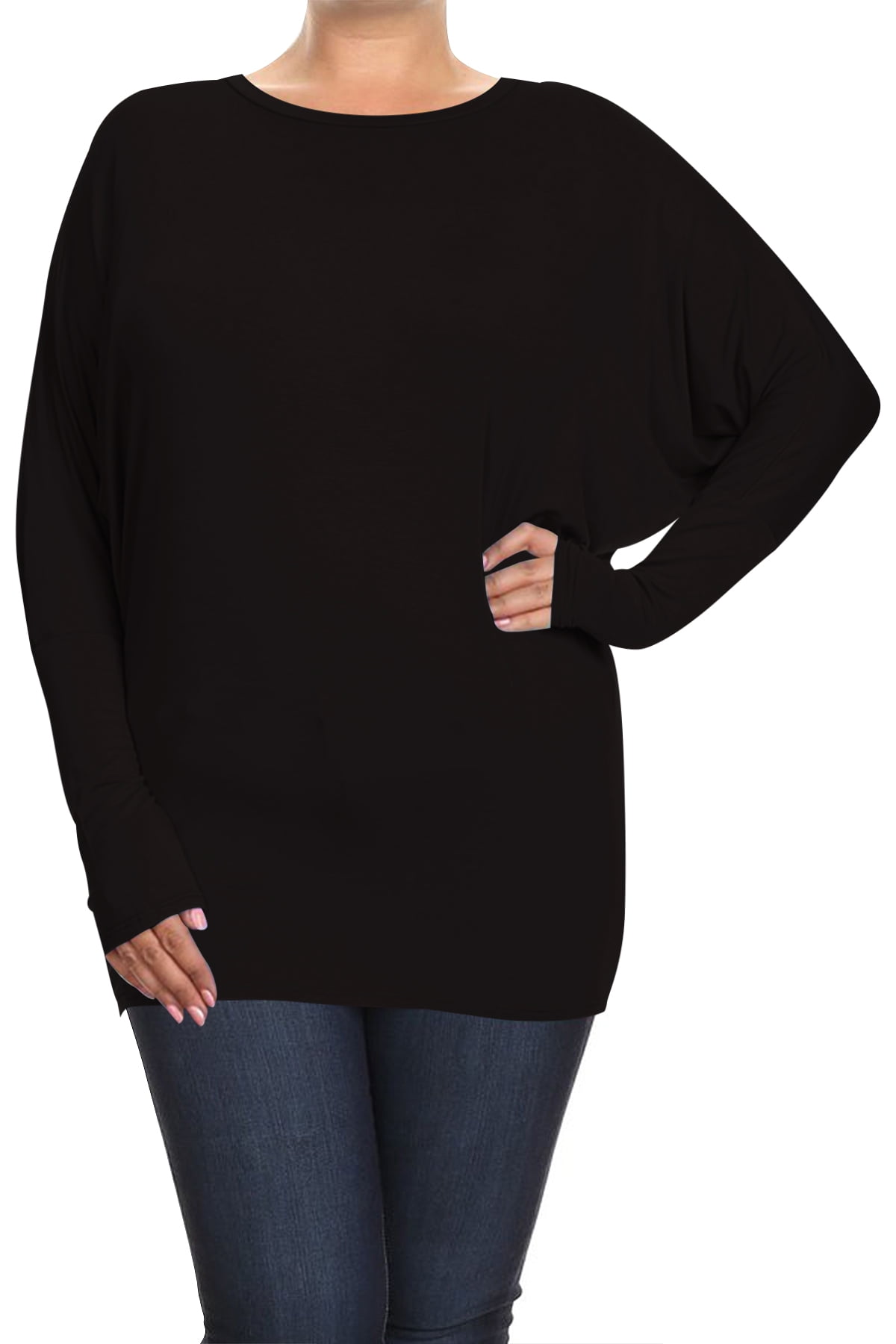 MOA COLLECTION Women's Plus Size Dolman Sleeve T-Shirt – Casual