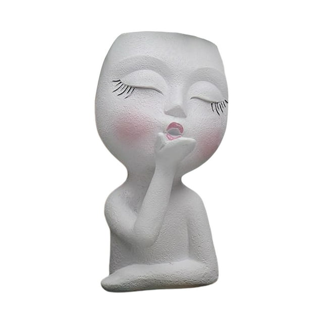 Flowerpot Planter Pot Sculpture Flower Pot Flying Kiss Flower Pot Sculpture Flower Pot Resin Portrait Flying Kiss Flower Pot Planter Pot Closed Eye Flower Pot