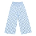 thumbnail image 5 of Girls Plaid Cotton Linen Pants High Waist Lounge Pant Y2K Casual Wide Leg Trousers with Pockets Light Blue 150, 5 of 6