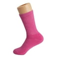 thumbnail image 4 of Solid Cotton Cushion Crew Socks for Women and Men Hot Pink 6 Pairs Size 9-11, 4 of 9
