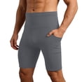 thumbnail image 2 of Biking Shorts for Men with Pockets 8''/5''/3'' High Waisted Yoga Workout Gym Spandex Tummy Control Athletic Shorts Z01 Grey, Size XL, 2 of 4